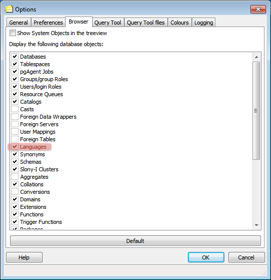 Enable display of installed languages