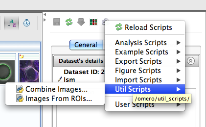 OMERO script context menu