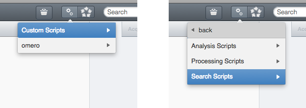 OMERO.web script menu